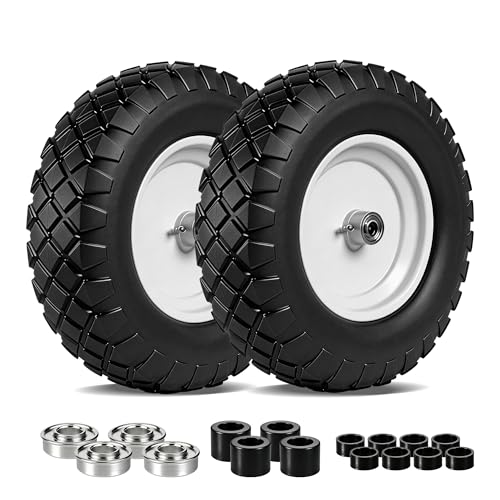 16" 4.80/4.00-8 Flat Free Wheelbarrow Tire & Wheel, 2-Pack