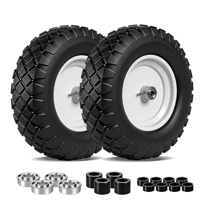 16" 4.80/4.00-8 Flat Free Wheelbarrow Tire & Wheel, 2-Pack