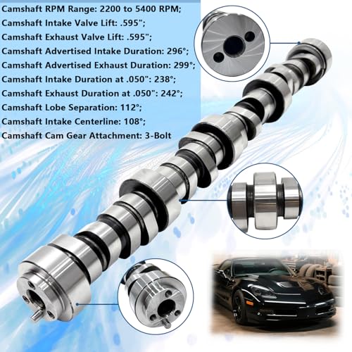 E1841P Sloppy Stage 3 Camshaft Kit .595"with Springs Pushrods Lifters Set Compatible with 1997-2013 Chevrolet GMC LS 4.8 5.3 5.7 6.0 6.2 V8 LSx Engine Replace PAC-1218 HL2148S 7.400” - color: With Timing Cover Gasket