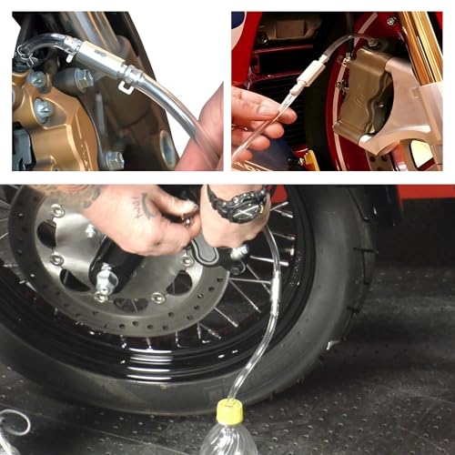 Sun Walker 2 PCS Brake Bleeder Hose, Hydraulic Brake Bleeder One Way Check Valve with Soft Tube & Clamp, Anti-Backflow Motorcycle Clutch Fluid Bleeding Hose Replacement Kit