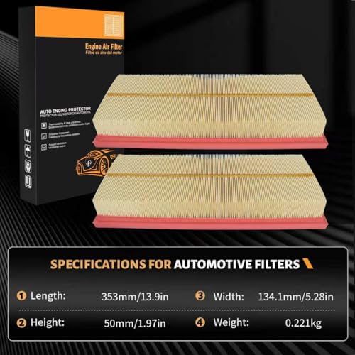 Engine Air Filter Replacement A2730940204 Compatible with Mercedes-Benz E350/C300/ML350/C240/GLK350/GL450/S550/E320/S430/C230 Select Models and More,Engine Air Filter for Car(2 PACK) - style: A 273 094 02 04