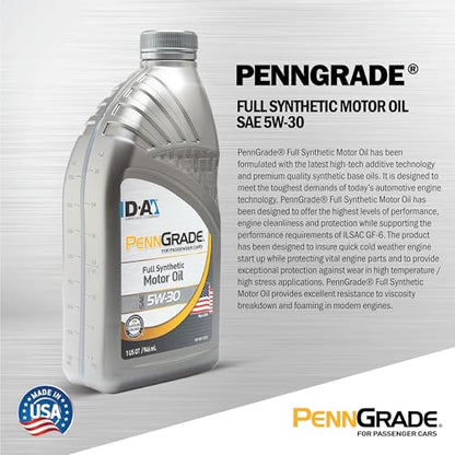 PENNGRADE 62836, Full Synthetic Motor Oil SAE 5W-30, 1 Quart (2 Pack)