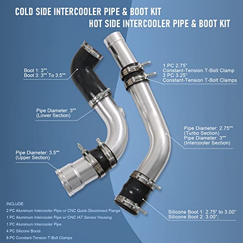 Intercooler Pipe Boot Kit For 6.7L F250/F350/F450 2011-2016 Powerstroke - size: Flow Hot & Cold Side Intercooler Pipe Boot Kit