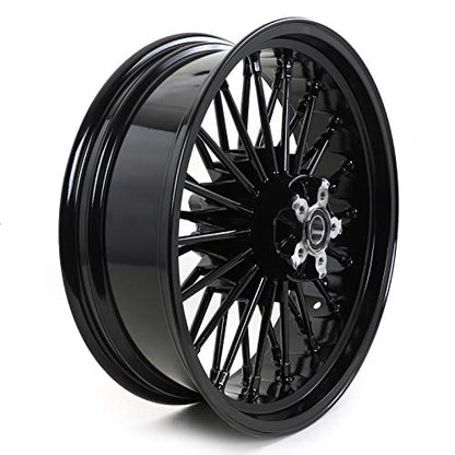 TOFR 21x3.5 16x5.5 Fat Spoke Black Wheels For Harley Softail Choppers 06-20 - color: Gloss Black, size: Front：21x3.5 Rear：16x5.5