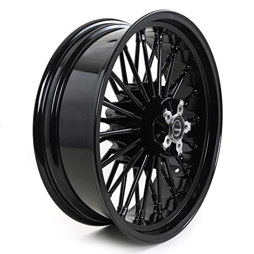 TOFR 18x3.5 18x5.5 Fat Spoke Wheels Set For Harley Softail Choppers 06-17 - color: Gloss Black, size: Front：18x3.5 Rear：18x5.5