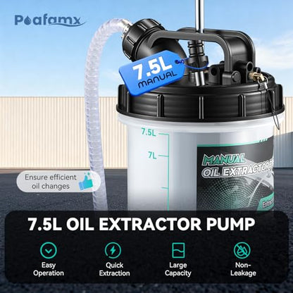 Poafamx Oil Extractor Pump Manual, 7.5L/2 Gallon Fluid Extractor Pump - size: 7.5L