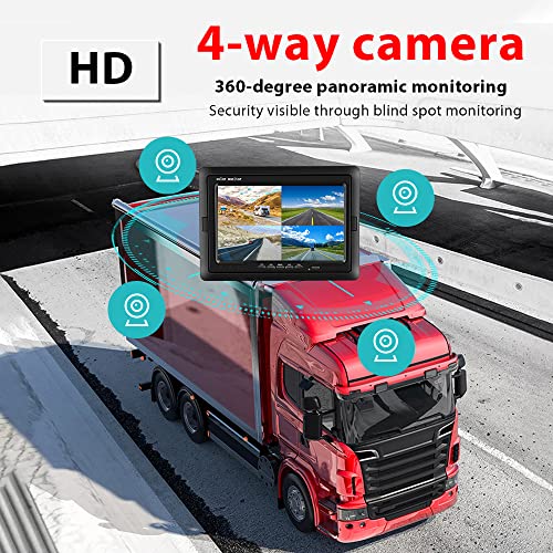 Hikity 7'' Vehicle Backup Camera Monitor Only Quad Split LCD Display Screen - size: 7 Inch+Car Charger