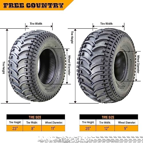 Free Country ATV Tires 23x8-11 23x8x11 & 25x12-9 25x12x19-10348/10408 - size: 23X8-11 & 25X12-9