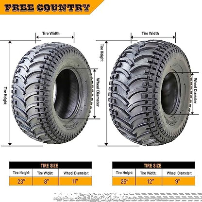 Free Country ATV Tires 23x8-11 23x8x11 & 25x12-9 25x12x19-10348/10408 - size: 23X8-11 & 25X12-9