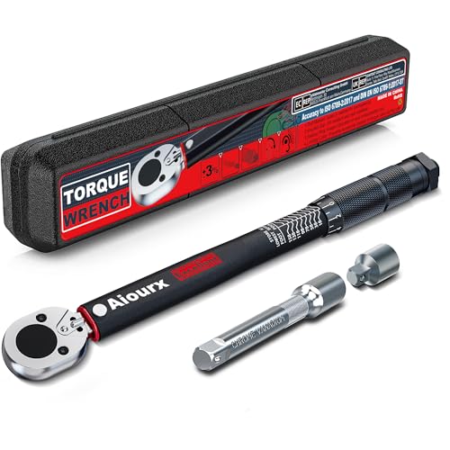 1/2" Drive Click Torque Wrench 8-168 Ft.-Lb, 72 Tooth Dual-Direction Adjustable, Dual Scale, ±3% Accuracy, for Bicycle, Motorcycle, Automotive Repair and Maintenance - size: 1/2"