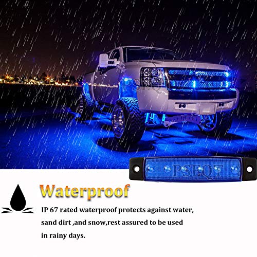 PSEQT 10 Pcs LED Rock Strip Lights Car Exterior Underglow Wheel Fender Well Lighting Kits Waterproof for Golf Cart Wrangler Offroad Truck RV UTV ATV Snowmobile (Blue) - color: Blue