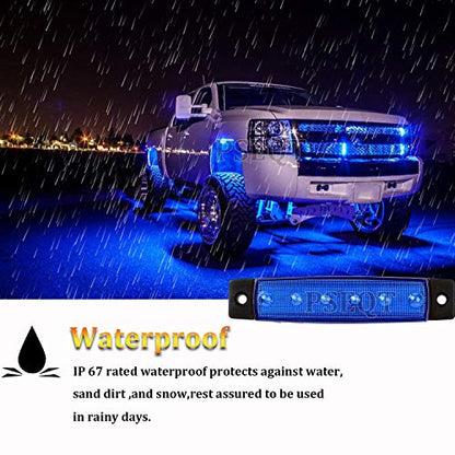 PSEQT 10 Pcs LED Rock Strip Lights Car Exterior Underglow Wheel Fender Well Lighting Kits Waterproof for Golf Cart Wrangler Offroad Truck RV UTV ATV Snowmobile (Blue) - color: Blue