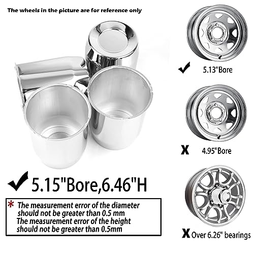 4Pcs 5.15" OD 6.42" H Push Through Trailer Wheel Center Cap for Rim - color: Chrome, size: 5.15" Hub 6.46" H