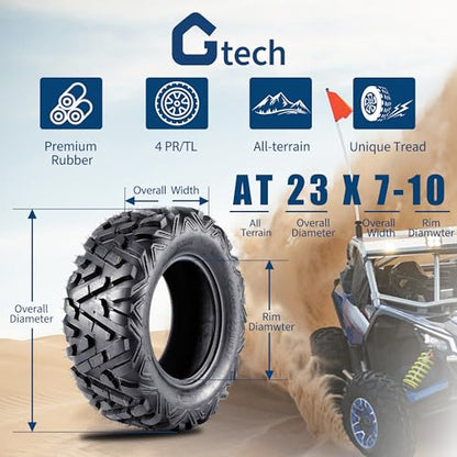 GarveeTech 2 pcs Off-Road 23x7-10 ATV/UTV Tires - size: 23x7-10, style: Pattern 518