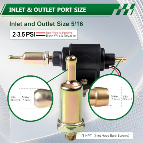 12V Inline Low Pressure Electric Fuel Pump 2-3.5 PSI 28 GPH