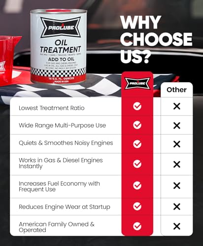 Prolube Oil Treatment - Engine Oil Additive for Gas & Diesel Engines - Reduces Wear, Noise, Vibration - Boosts Fuel Economy & Horsepower - Works on Transmissions & Differentials (16oz) - size: 16 fl oz