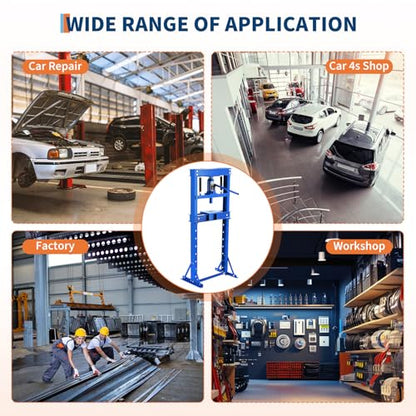 12 Ton h-Frame Hydraulic Press Heavy Duty Garage Floor Press with Plates - color: Blue