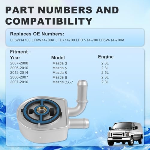 Engine Oil Cooler Assembly LF6W14700 fit for 07-08 Mazda 3 2.3L - color: LF6W14700