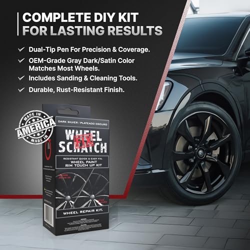 Wheel Scratch Fix® Dark Silver Rim Touch Up Paint Wheel Scratch Repair Kit - color: Silver - Dark - Kit