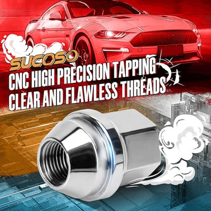 SUCOSO 20pcs M14x1.5 Lug Nuts Chrome,OEM Factory Style 7/8" Hex 1.5" Height - color: Silver, size: M14x1.5