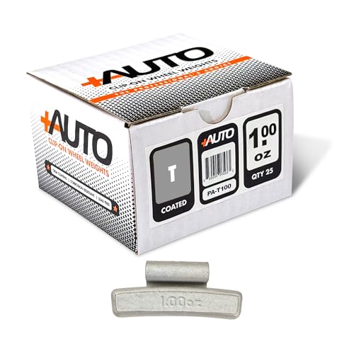 +AUTO T-Style Coated Steel Clip-On Wheel Weights, Aluminum Wheels, Passenger Cars, Light Trucks, SUV's, Exceeds OE Spec, USA Professional Grade, 1 Box - Qty 25 (1.00 oz) - size: 1.00 oz