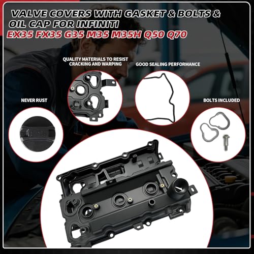 EPPO Valve Cover 13264-Jk20A 13264-Jk20B Compatible with Nissan Infiniti 2008-2018 350Z EX35 FX35 G35 M35 Q50 Q70, V6 3.5L Gasoline Engines VQ35HR 13264JK20A, 13264JK20B - size: 13264-JK20A Q70 V6 3.5L