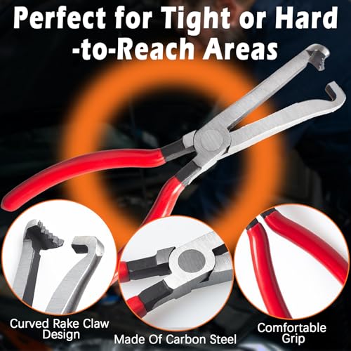 Electrical Disconnect Pliers Set – Automotive Electrical Tools & Connector Removal Tool Kit with Hose Clamp Pliers, Wire Terminal Separator, and Car Plug Connector - color: Red