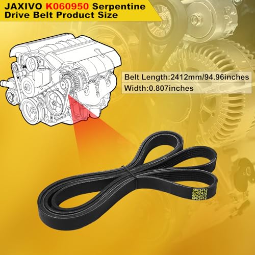 6PK2415 Serpentine Belt V-Ribbed Drive Belt for 05-09 A4 Quattro,06-16 A6,11-16 SRX,02-06 Avalanche 2500,10-17 Equinox/Terrain V6,01-07 Silverado 2500HD 3500,Replace K060950,5060950 - size: 6PK2412-2412mm