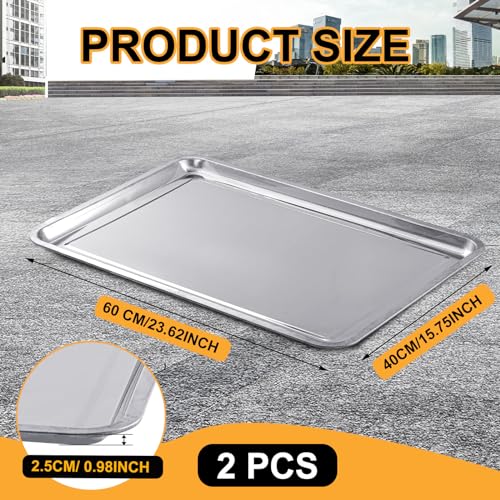 2 Pcs Stainless Steel Oil Drip Pan for Under Car 23.62 x 15.75 Inch - size: 23.62 x 15.75 Inch