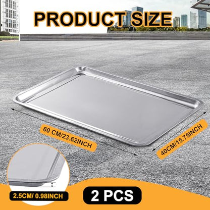 2 Pcs Stainless Steel Oil Drip Pan for Under Car 23.62 x 15.75 Inch - size: 23.62 x 15.75 Inch