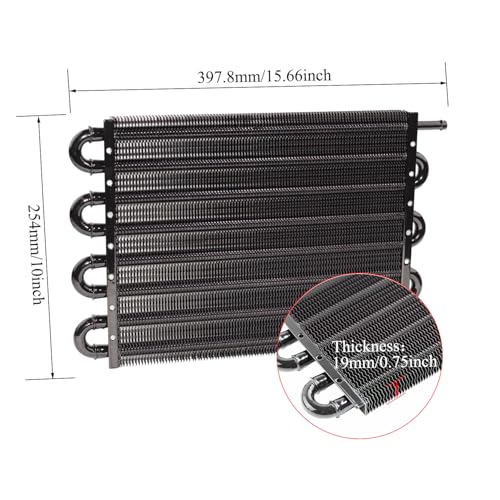 Transmission Oil Cooler Kit, Aluminium alloy Radiator with 5/16" Tube and Hose Mounting Kit(Black) (8 Pass) - color: Black, size: 8 Pass