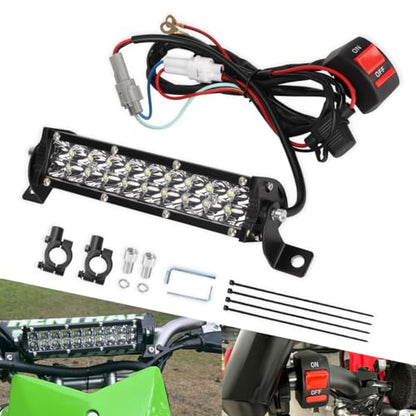 Motorcycle LED Light Bar & ON-Off Switch Headlight kit for CRF110 CRF250F KLX110 TTR110 TTR110E RM85 YZF450 60W Motocross LED Light Kit Universal for 7/8" 22mm Handlebars Pit Dirt Bike Plug and Play