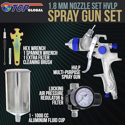TCP Global Professional HVLP Spray Gun 1.8mm - Gravity Feed Auto Paint Gun - size: 1.8mm