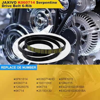 6PK1814 Serpentine Belt V-Ribbed Drive Belt Compatible with 14-18 Silverado/Sierra 1500,15-20 Escalade ESV/Suburban/Tahoe/Yukon/Yukon XL,K060714 71.42" Length - size: 6PK1814-1814mm