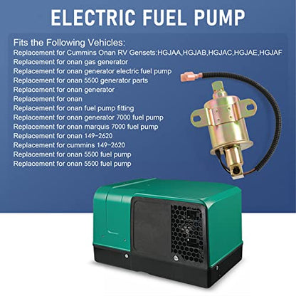 Electrical Fuel Pump 1492620 E11015 replacement for Onan Cummins 5500 5.5KW - size: E11015 Fuel Pump