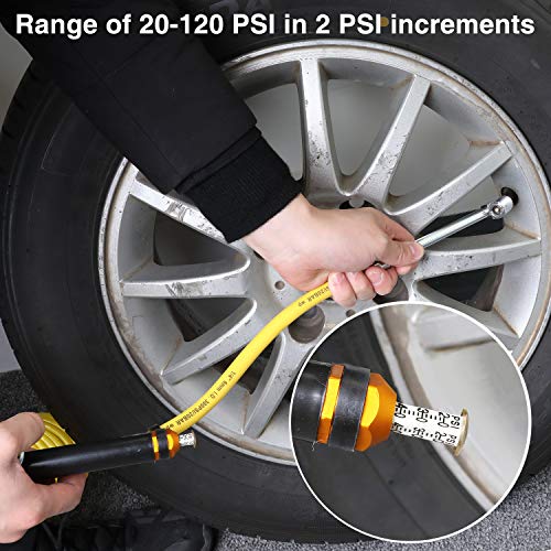 Hromee Heavy Duty Tire Inflator with Pressure Gauge 120PSI with Dual Head Air Chuck and Lock On Tire Chuck, Air Compressor Accessory and Tire Valve Tools