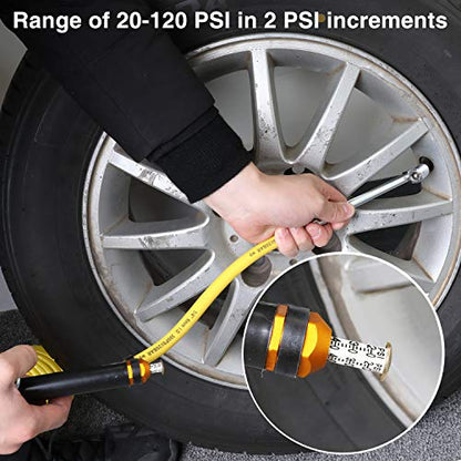 Hromee Heavy Duty Tire Inflator with Pressure Gauge 120PSI with Dual Head Air Chuck and Lock On Tire Chuck, Air Compressor Accessory and Tire Valve Tools