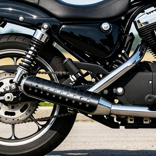 Universal Motorcycle Exhaust Heat Shield, Metal Shield Intake Baffle Cover with 90-110mm Clamps (Black) - color: black
