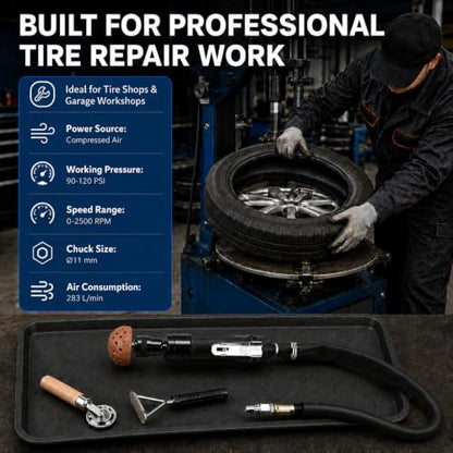 Air Tire Repair Polish Patch Tools Kit, 2500RPM Pneumatic Tire Buffer