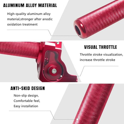 Motorcycle Throttle Assembly,7/8" Quick Twist Throttle Grips with Throttle Cable Aluminum Alloy Universal for CRF KLX SSR TTR 110 125 150 250cc Dirt Pit Bike ATV Mini Bike - color: Red