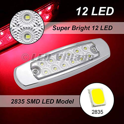 20x 12V DC Rectangle 6.4 Inch Clear Lens Red Super Bright LED 12 SMD Clearance Lamp Flush Mount Side Maker Lights Chrome Bezel Trailer RV Truck Universal (20 pcs) - color: Clear/Red Pack of 20
