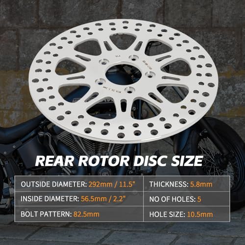 TOFR 11.5" Brake Rotor w/Pads for Harley Sportster XL1200 04-13 XL883 04-10 - color: Polished