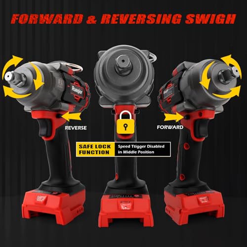 Cordless Impact Wrench 1/2" Compatible with Milwaukee 18V Battery - color: Red 1360n 1/2in