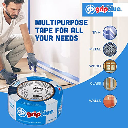 Professional-Grade Blue Painters Tape 2 Inch Wide, 1 Roll - size: 2 in/1.88 (Single Roll)