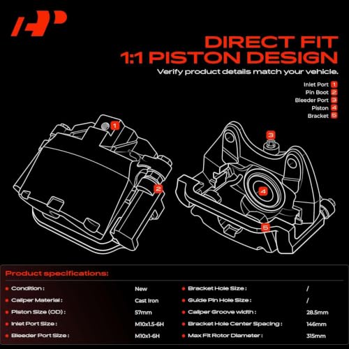 A-Premium Disc Brake Caliper Assembly with Bracket Compatible with Select Audi and Volkswagen Models - Q3/Q3 Quattro 2015-2018, Passat, For Tiguan, For Tiguan Limited - Front Right Passenger Side