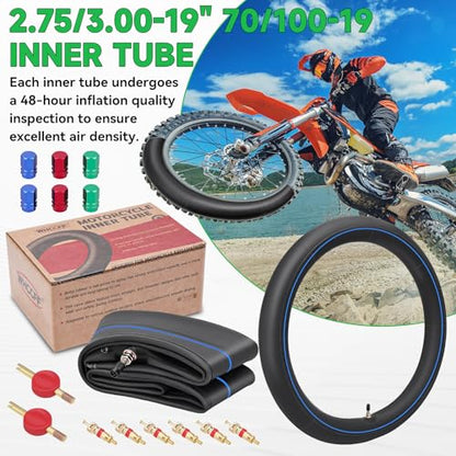 2.75/3.00-19" Motorcycle Heavy Duty Tire Inner Tube 70/100-19,2.75-19,2.75x19, 3.00-19 TR4 Staight Valve Stem for Most 300-19 Motocross Tires,Surron Light Bee X,Talaria and Segway X160/X260 Inner Tire - size: 2.75/3.00-19" 2pcs