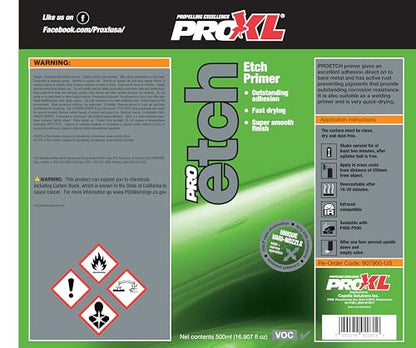 ProXL ProEtch Primer Aerosol - 500 ml | Acid Etch Primer for Bare Metal | Superior Adhesion & Corrosion Resistance | Fast Drying Formula | Ideal Base for Paint & Filler | Easy Application for Automotive Use