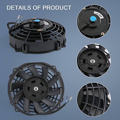 JDMSPEED New Universal 12V Slim Electric Radiator Cooling Fan Push Pull 7" Inch Mount Kit Black 10 Blades - color: Black, size: 7 Inch