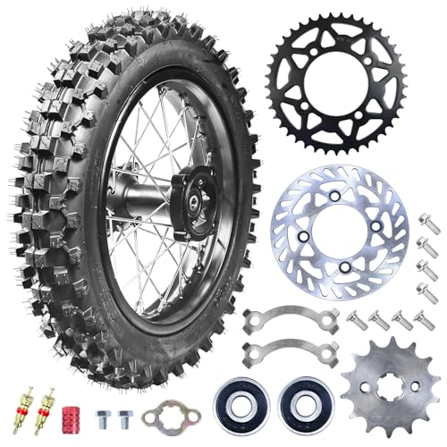 3.00-14 90/100-14 Dirt Bike Rear Rim Wheel Tire With 15mm Bearing for 125cc 140cc 150cc 160cc Kayo TT140 TTR125 RM80 RM85 KLX140R DB17 DB27 X-Motos Apollo RFZ DB-X18 SSR SR150 Baja Pit Bike
