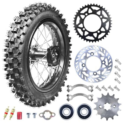 3.00-14 90/100-14 Dirt Bike Rear Rim Wheel Tire With 15mm Bearing for 125cc 140cc 150cc 160cc Kayo TT140 TTR125 RM80 RM85 KLX140R DB17 DB27 X-Motos Apollo RFZ DB-X18 SSR SR150 Baja Pit Bike